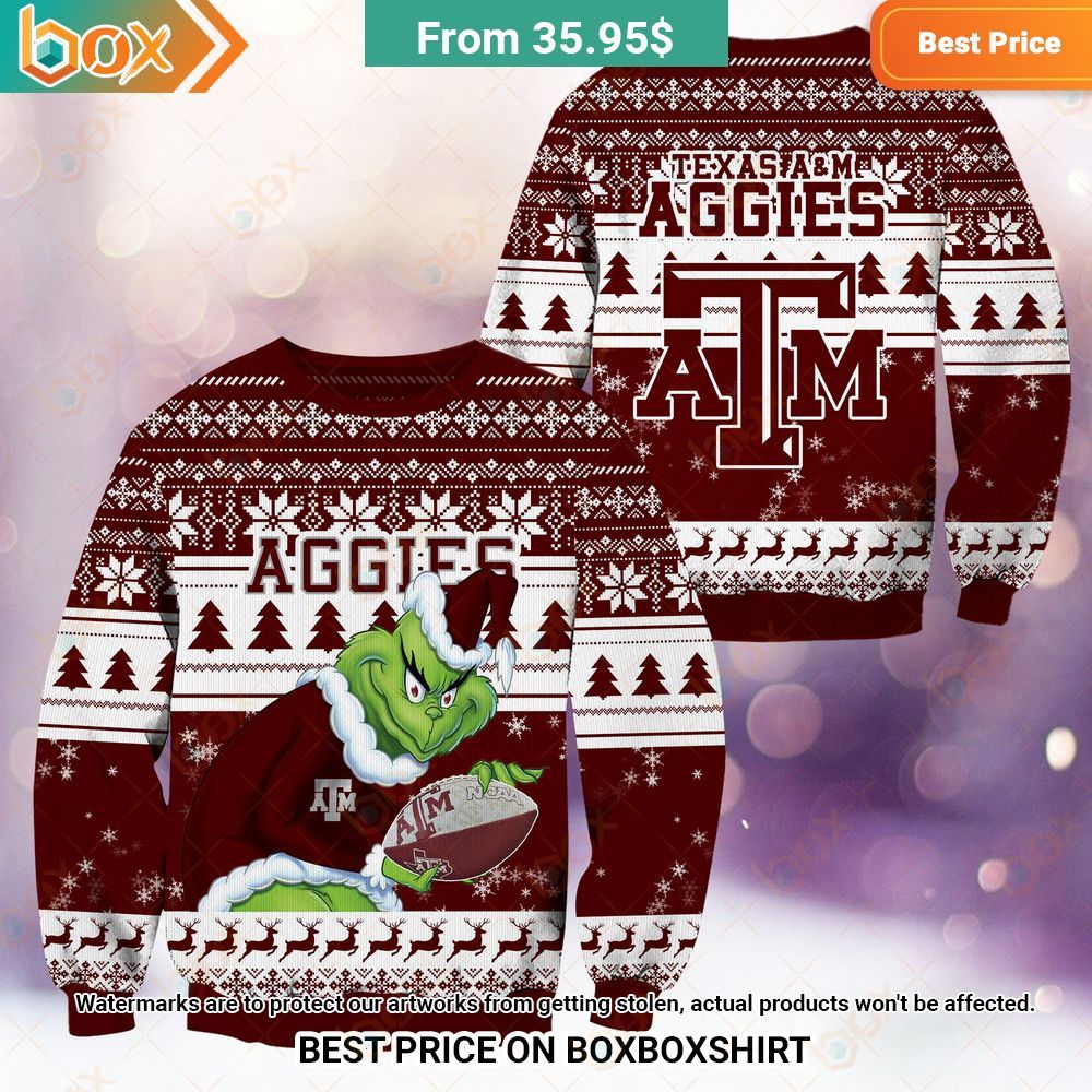 Texas A&M Aggies NCAA Grinch Sweater Bless this holy soul, looking so cute