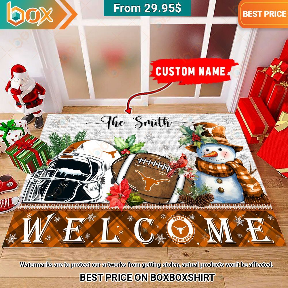 Texas Longhorns Welcome Christmas Doormat I am in love with your dress