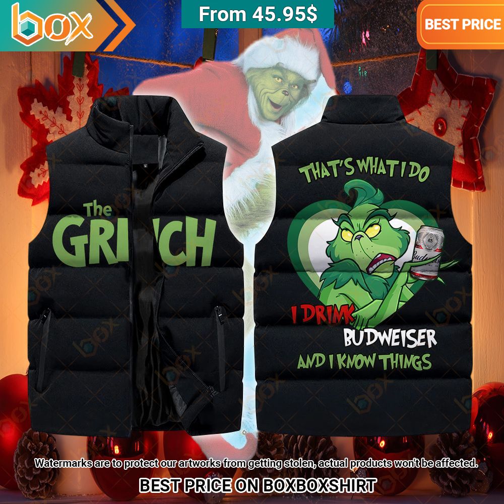 the grinch thats want i do i drink budweiser and i know things sleeveless puffer down jacket 1 927.jpg