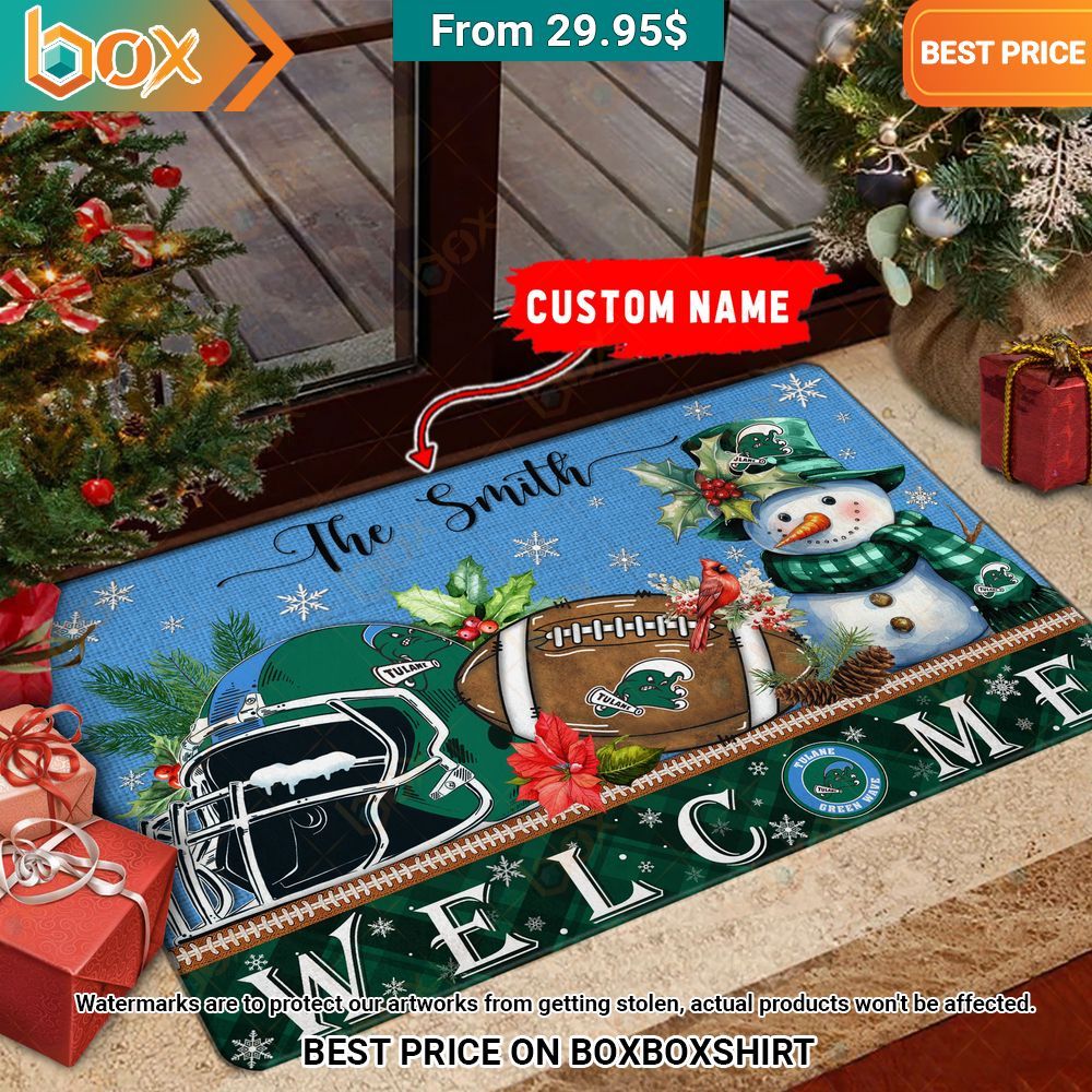 Tulane Green Wave Welcome Christmas Doormat Natural and awesome