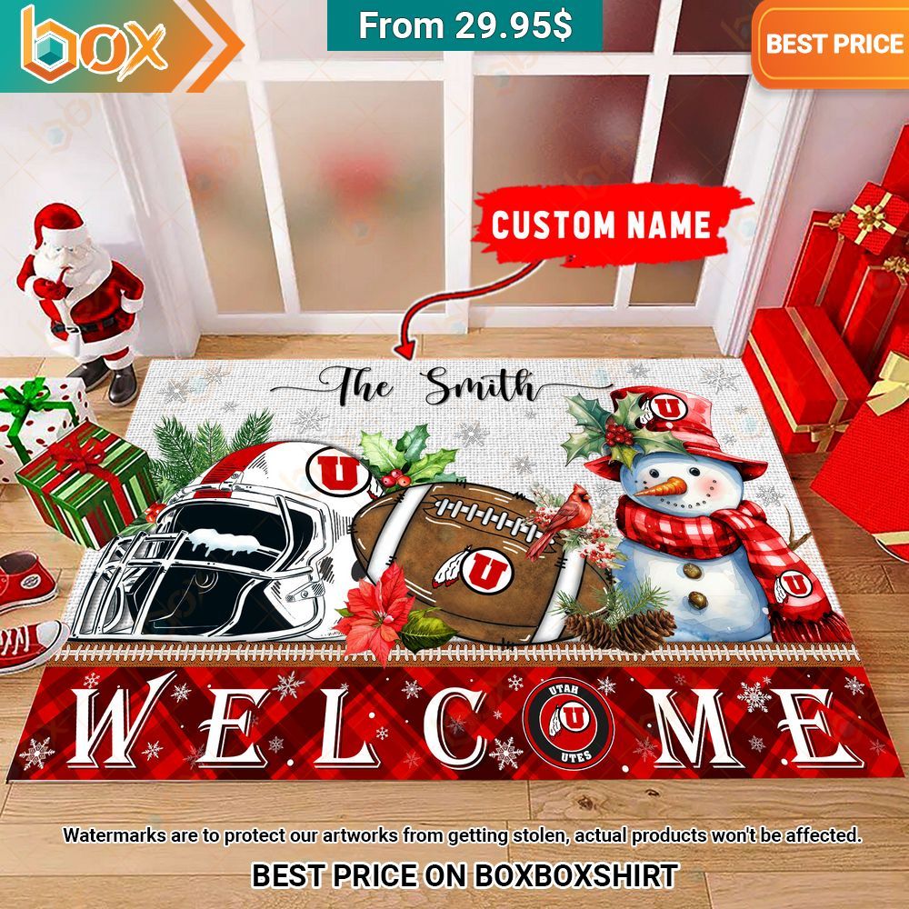 Utah Utes Welcome Christmas Doormat You are always best dear