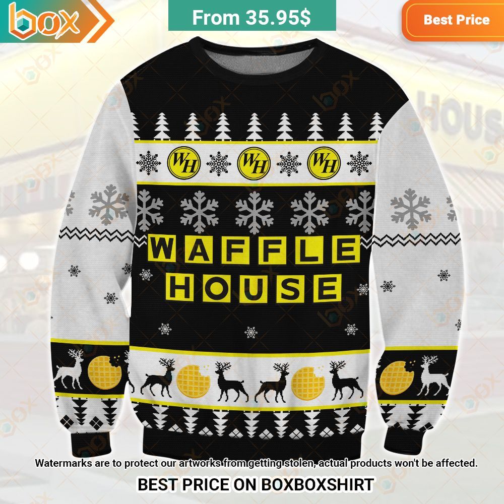 Waffle House Christmas Chrismas Sweater Bless this holy soul, looking so cute