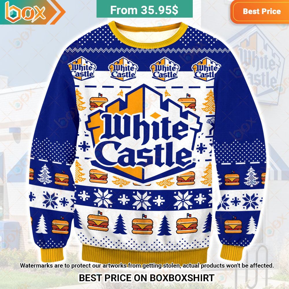 White Castle Chrismas Sweater Cutting dash