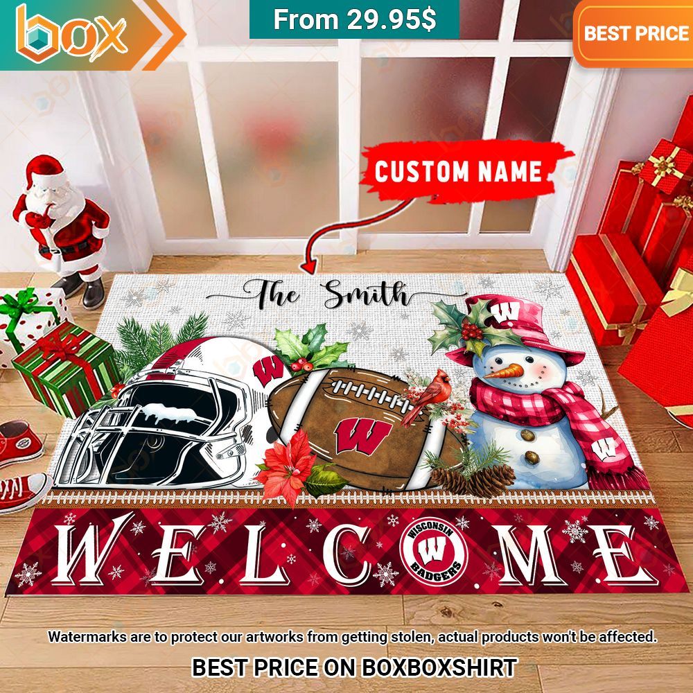 Wisconsin Badgers Welcome Christmas Doormat I like your hairstyle
