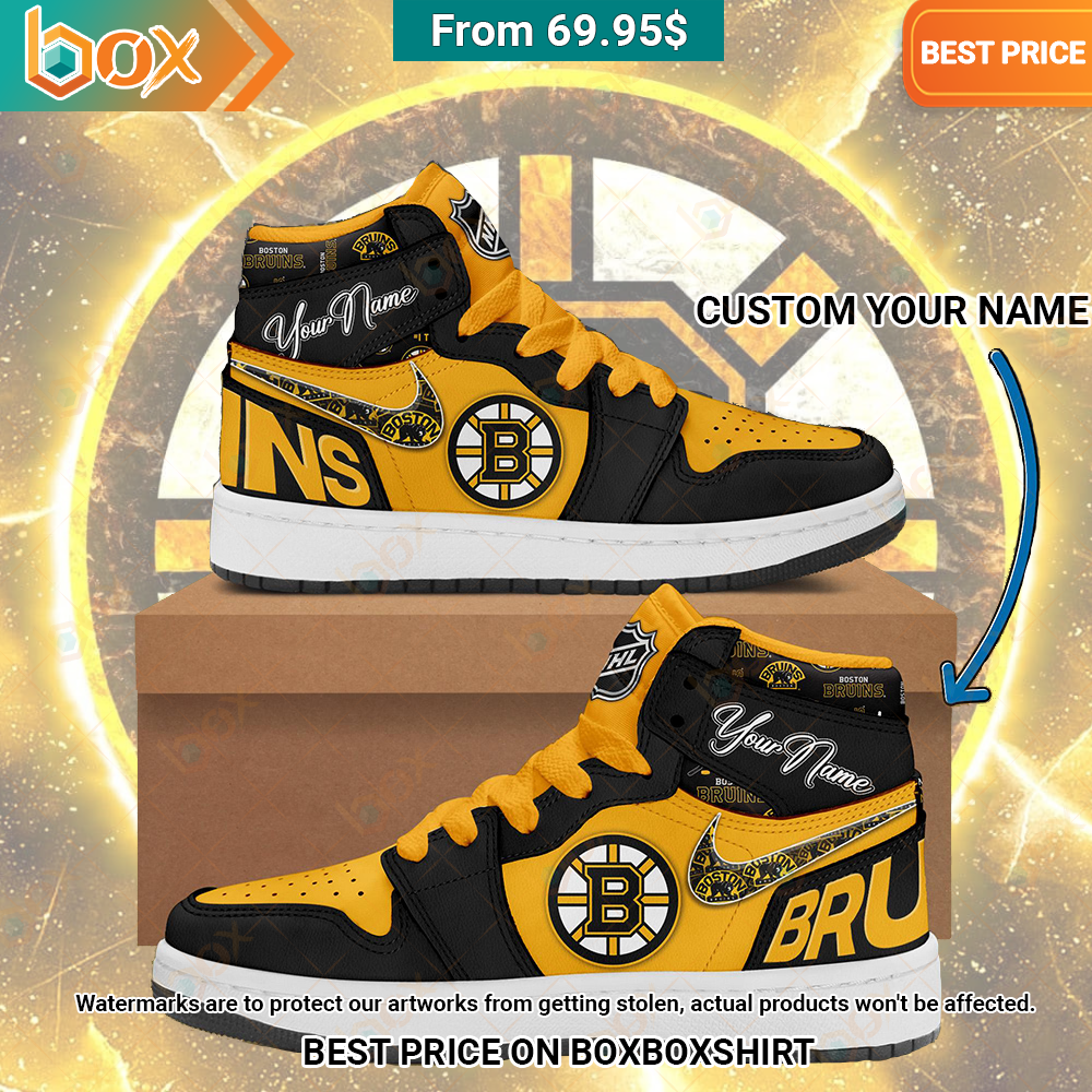 Boston Bruins Nike Air Jordan 1 Sneakers