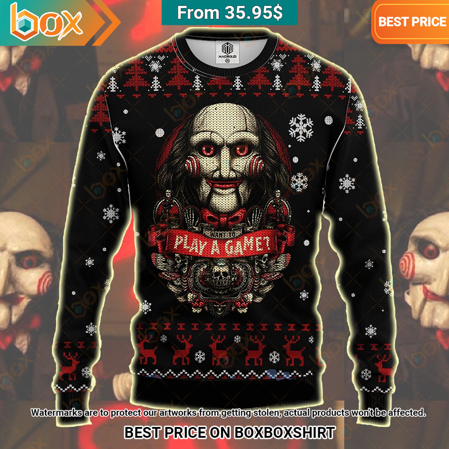 Play A Game Horror Movie Saw Christmas Gift Ugly Christmas Sweater