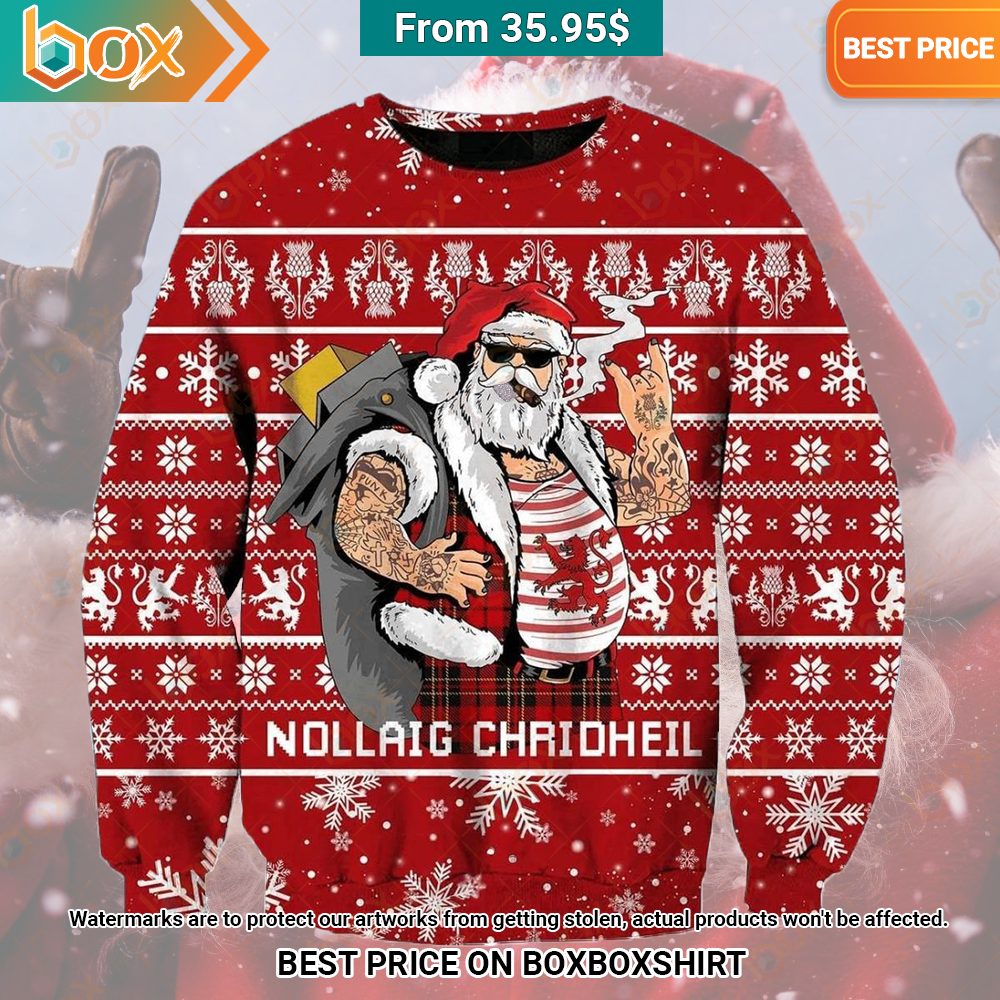 Nollaig Chridheil Santa Christmas Sweater1