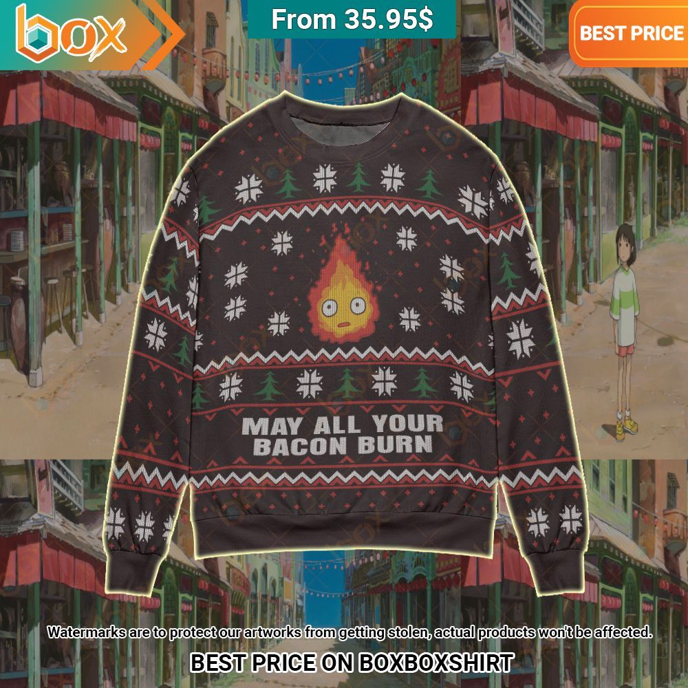 Calcifer May All Your Bacon Burn Christmas Sweater Our hard working soul