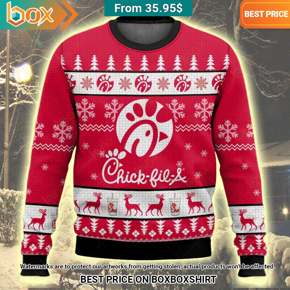 Chick fil A Christmas Sweater Bless this holy soul, looking so cute