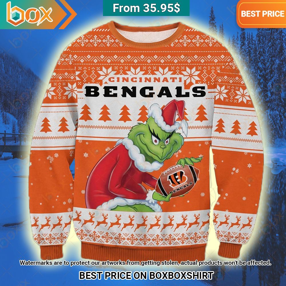 Cincinnati Bengals Grinch Christmas Sweater You look beautiful forever