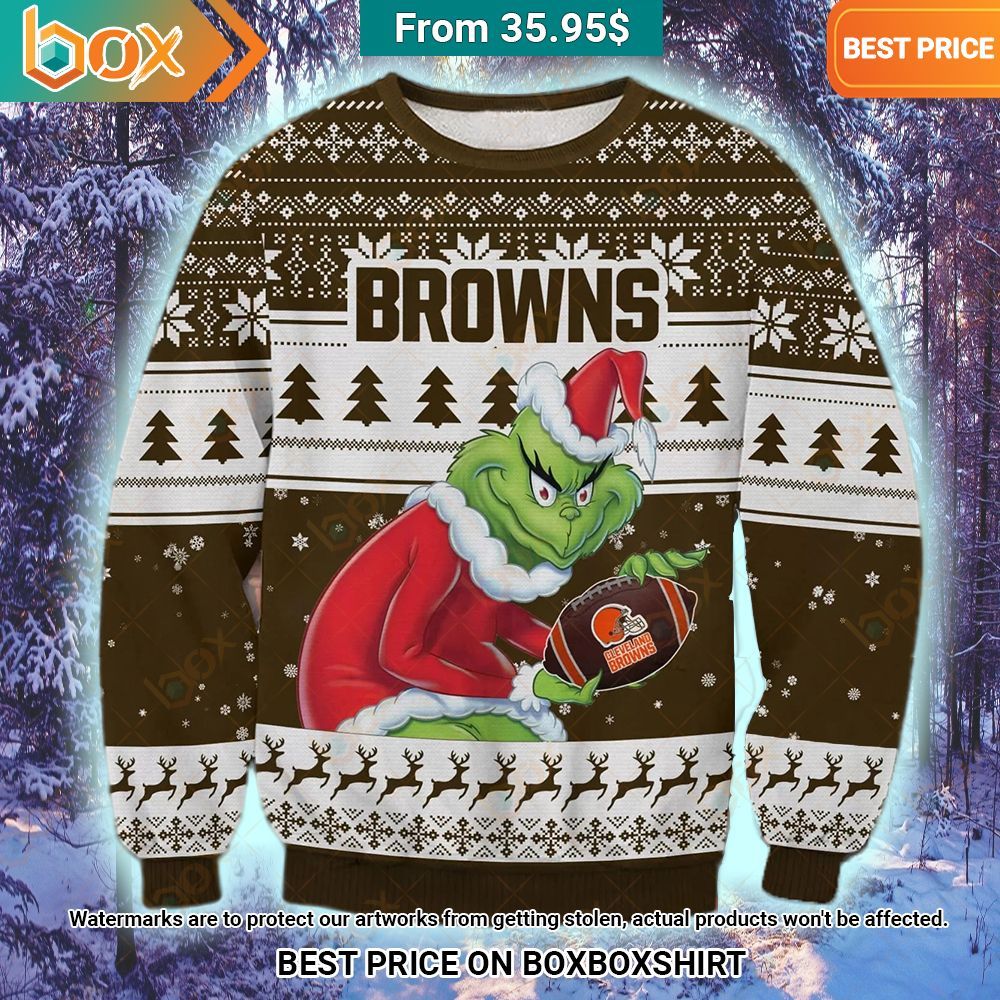 Cleveland Browns Grinch Christmas Sweater Elegant picture.