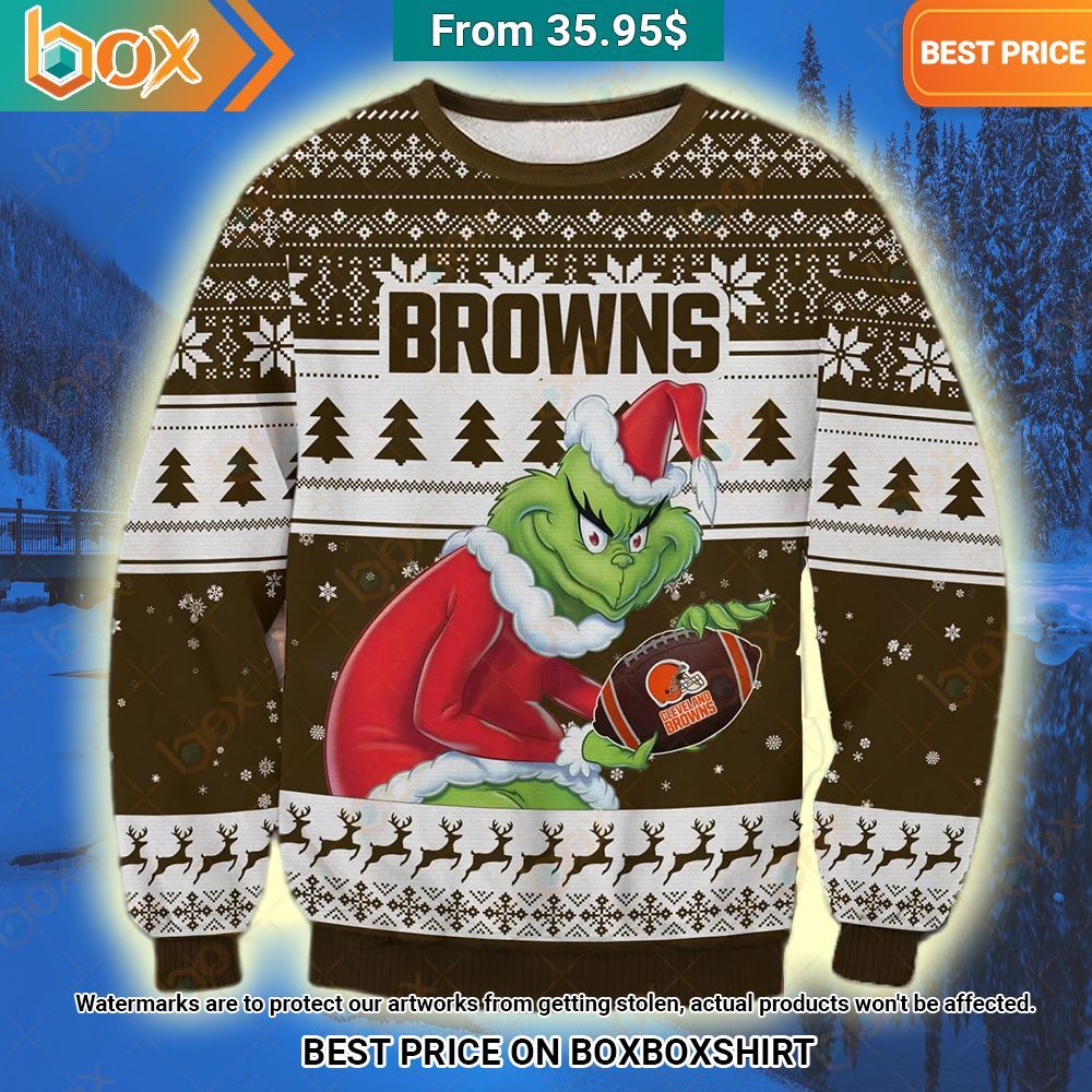 Cleveland Browns Grinch Christmas Sweater Good click