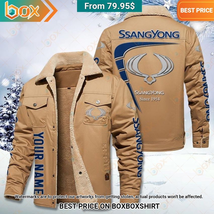 Custom SsangYong Motor Fleece Leather Jacket Cuteness overloaded