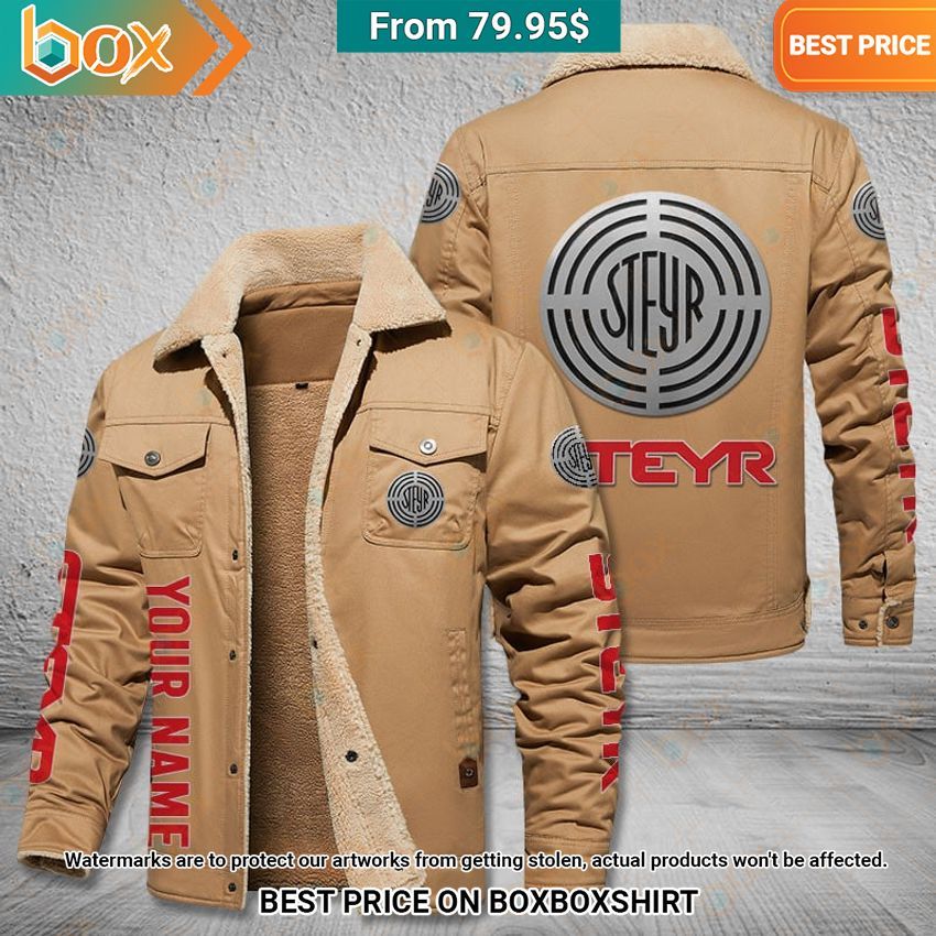 Custom Steyr Fleece Leather Jacket Cool look bro
