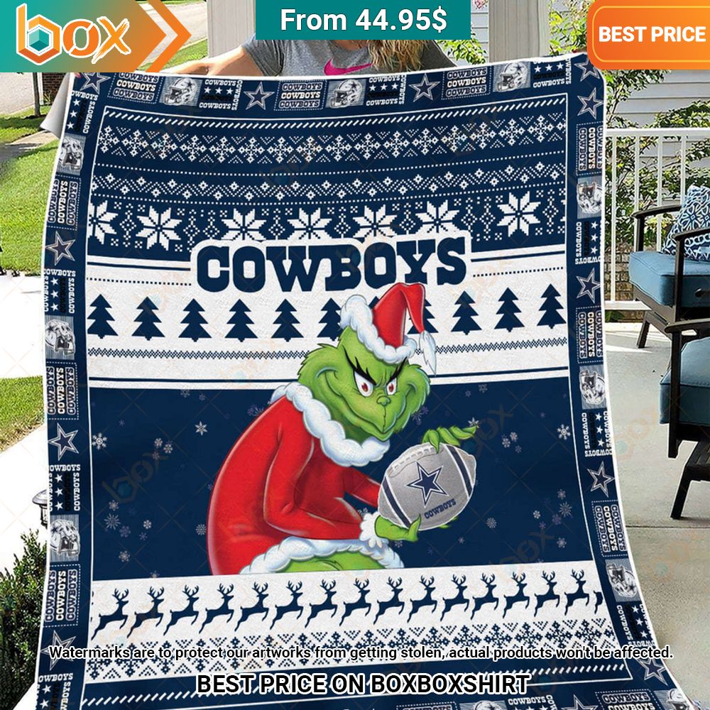 Dallas Cowboys The Grinch Christmas Blanket Royal Pic of yours