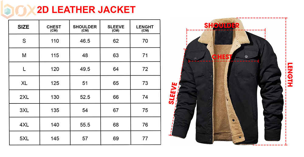 Fleece Leather Jacket Size Chart: