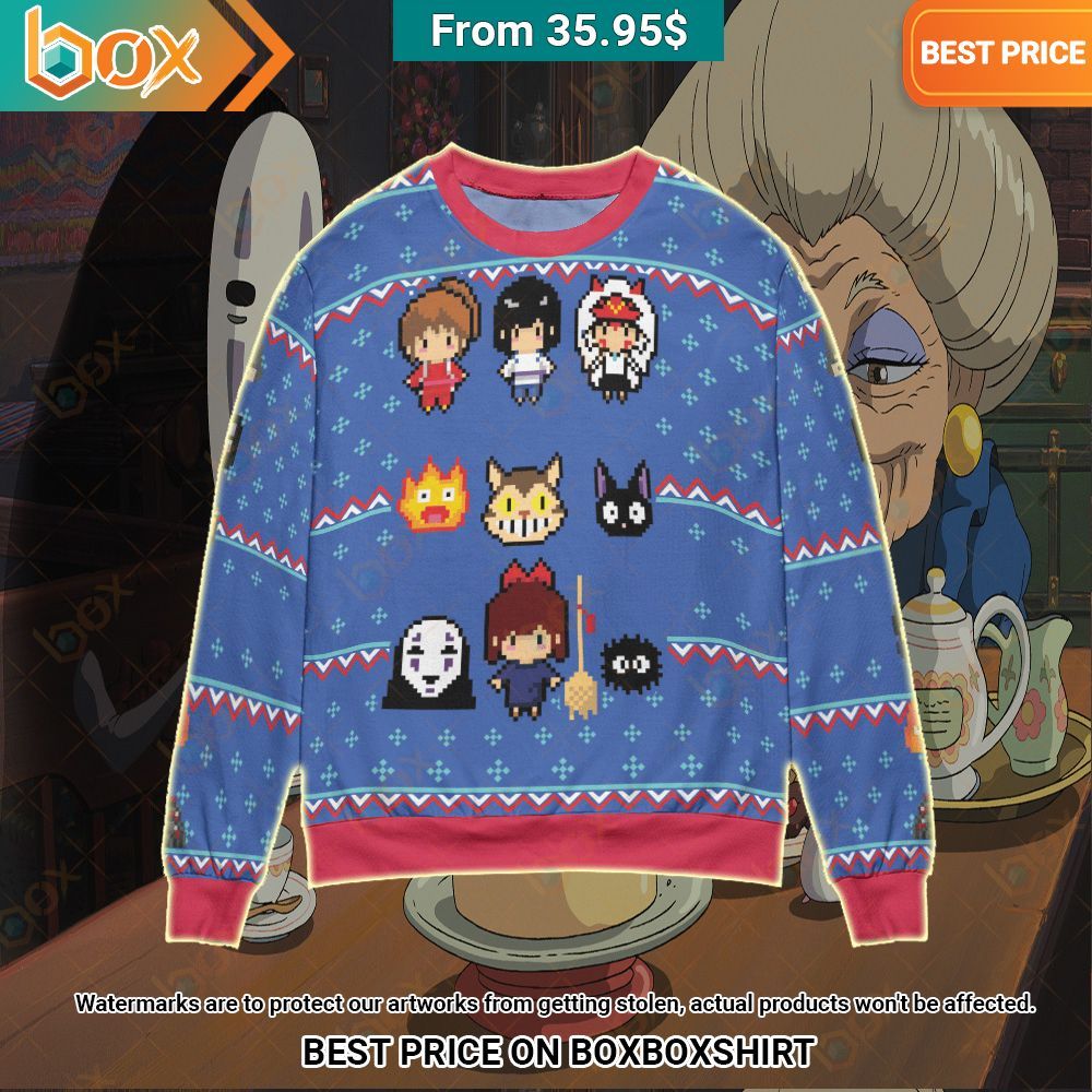 Ghibli Chibi 8 Bit Christmas Sweater Heroine