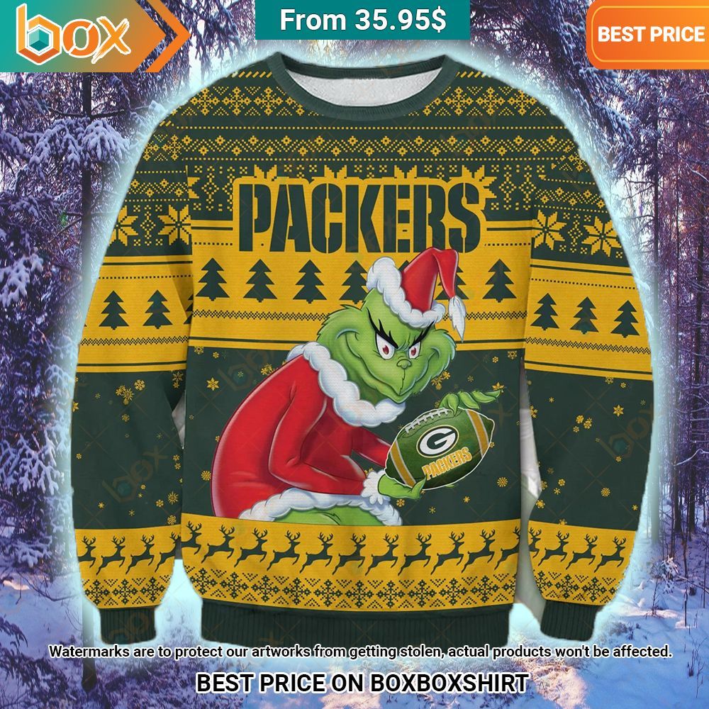 Green Bay Packers Grinch Christmas Sweater I like your dress, it is amazing