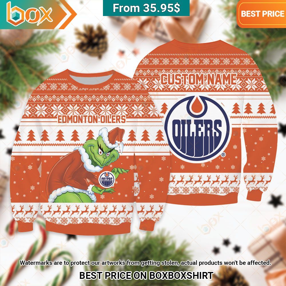 Grinch Edmonton Oilers Sweater Bless this holy soul, looking so cute