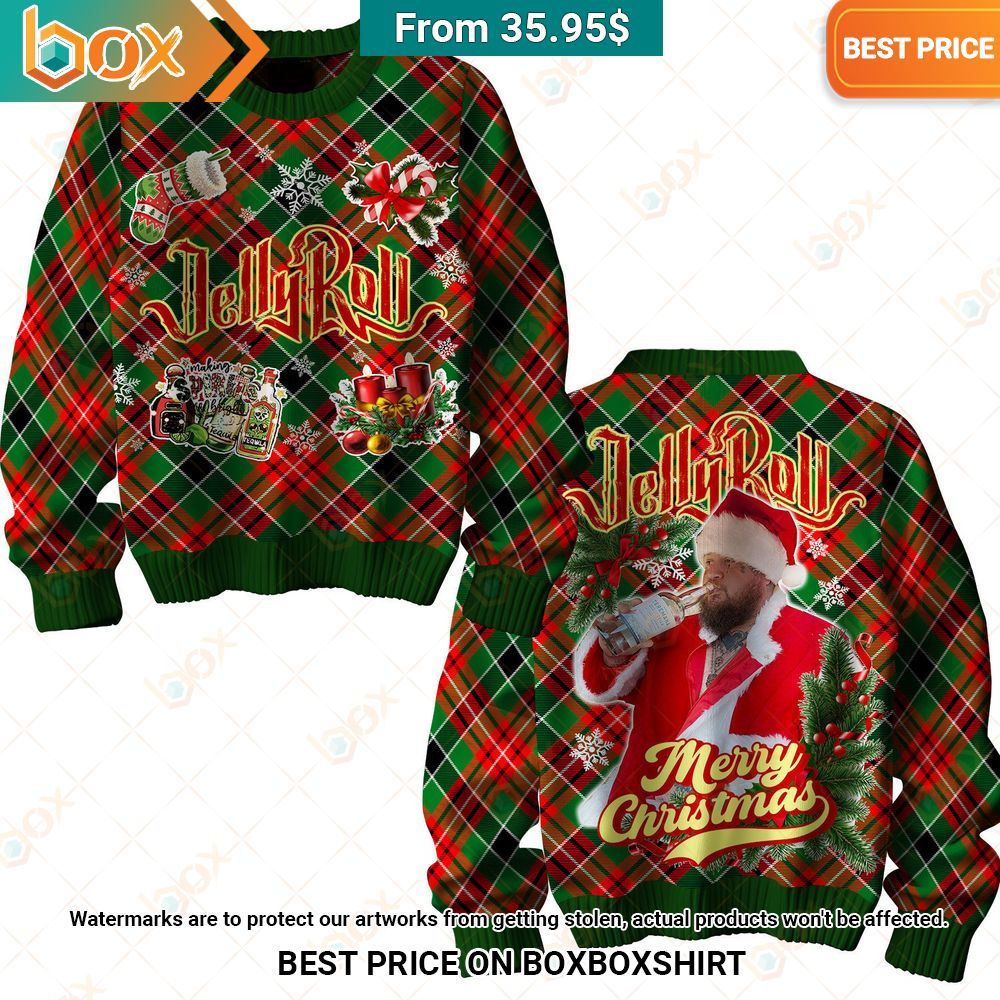 Jelly Roll Merry Christmas Sweater Oh my God you have put on so much!