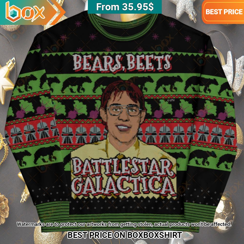 Jim Halpert Bears Beets Battlestar Galactica Sweater Best picture ever