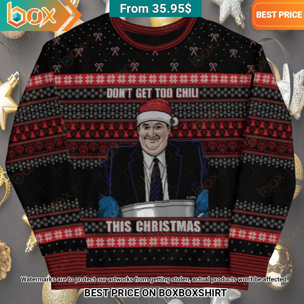 Kevin Malone Don't Get Too Chili This Christmas Sweater Nice bread, I like it