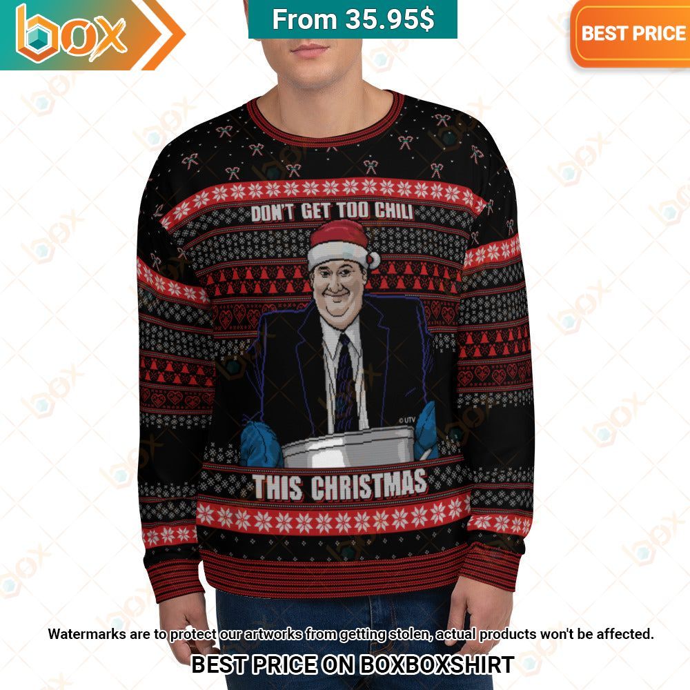kevin malone dont get too chili this christmas sweater 1 601.jpg