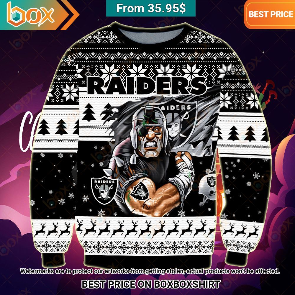 Las Vegas Raiders Flag Christmas Sweater Radiant and glowing Pic dear