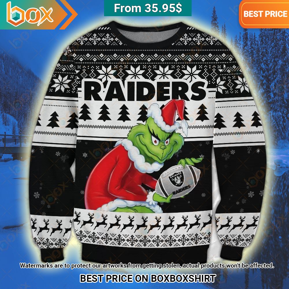 Las Vegas Raiders Grinch Christmas Sweater Speechless