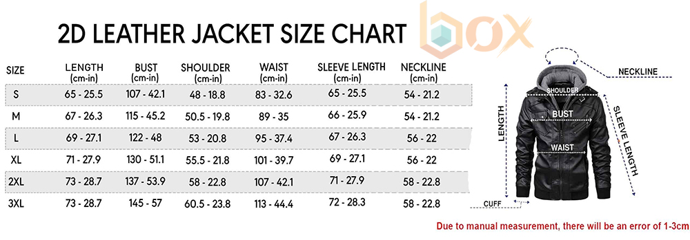 Leather Jacket Size Chart: