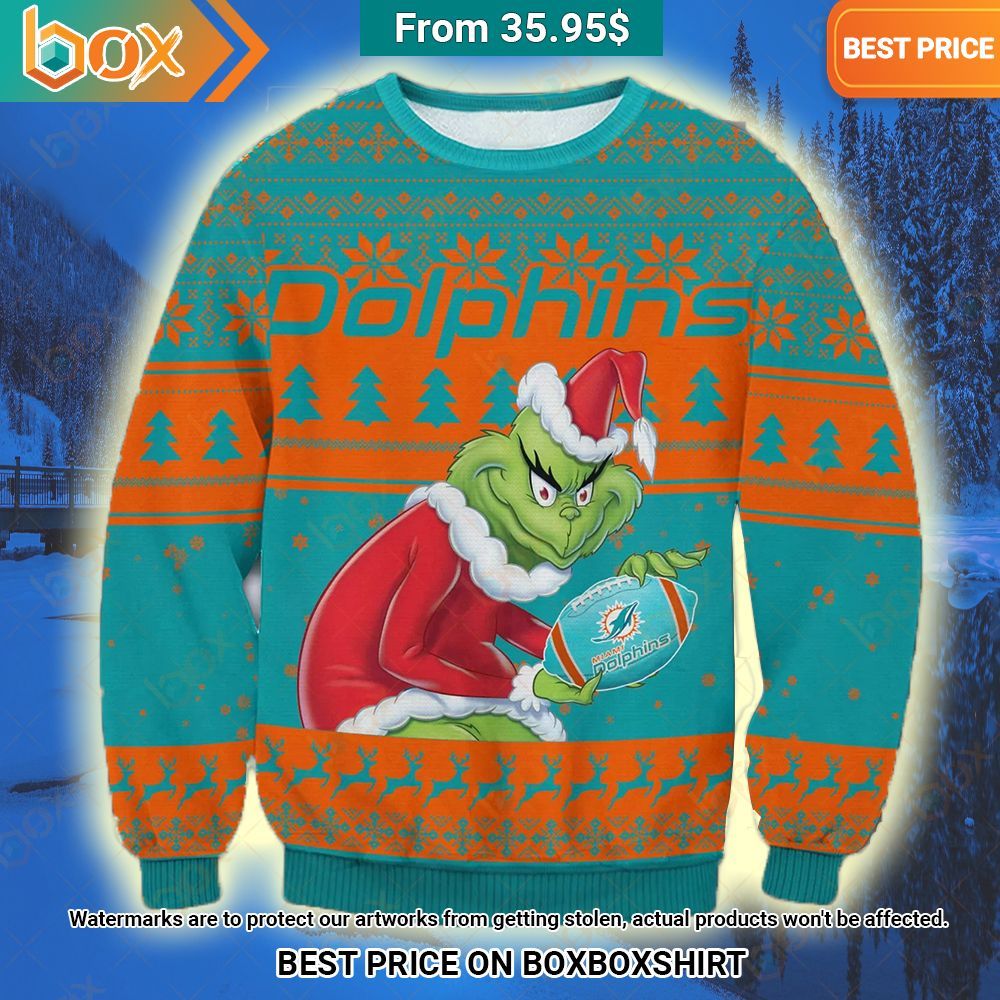 Miami Dolphins Grinch Christmas Sweater Elegant and sober Pic