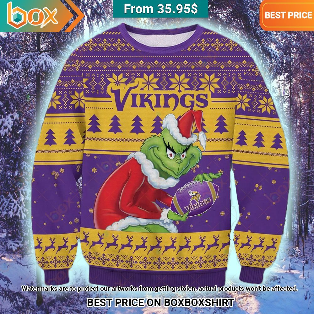 Minnesota Vikings Grinch Christmas Sweater Good click