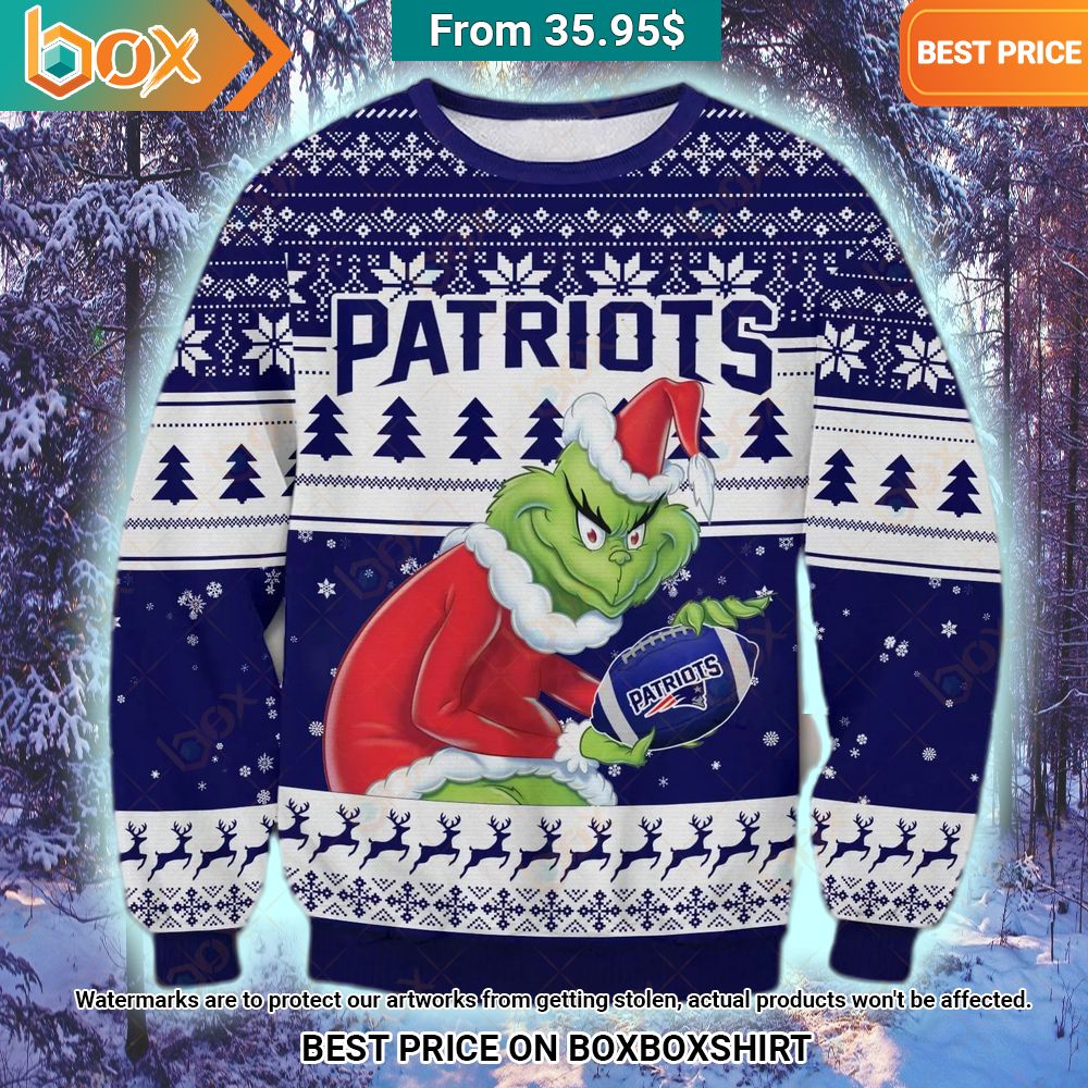 New England Patriots Grinch Christmas Sweater I am in love with your dress