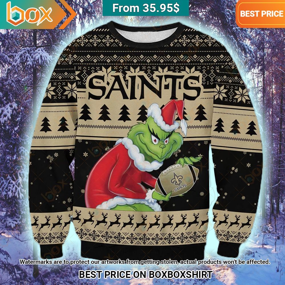 New Orleans Saints Grinch Christmas Sweater I like your dress, it is amazing