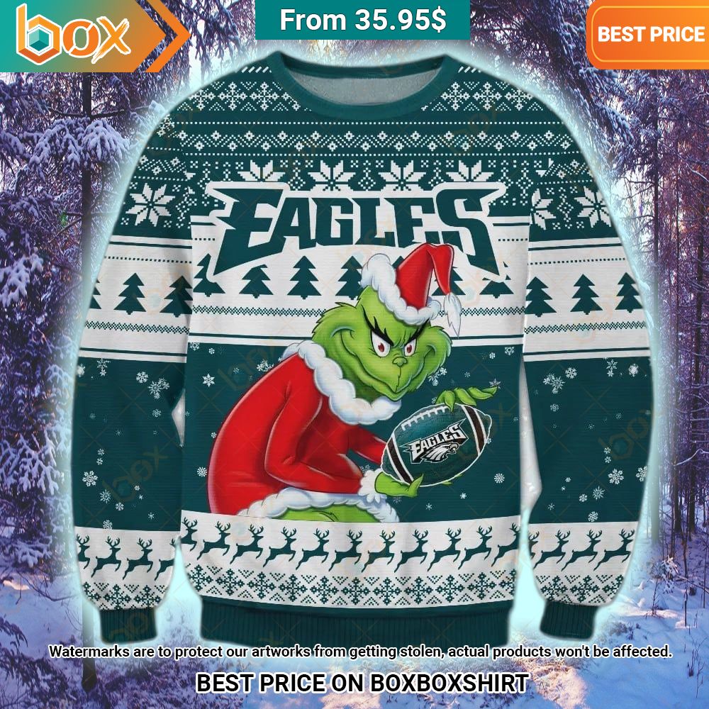 Philadelphia Eagles Grinch Christmas Sweater Super sober