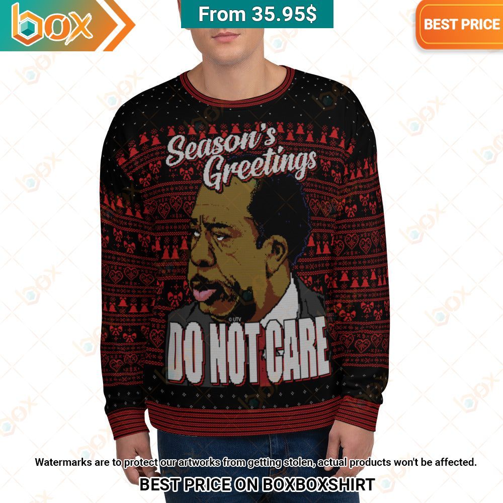 Stanley Hudson Season's Greetings Do Not Care Sweater Handsome as usual