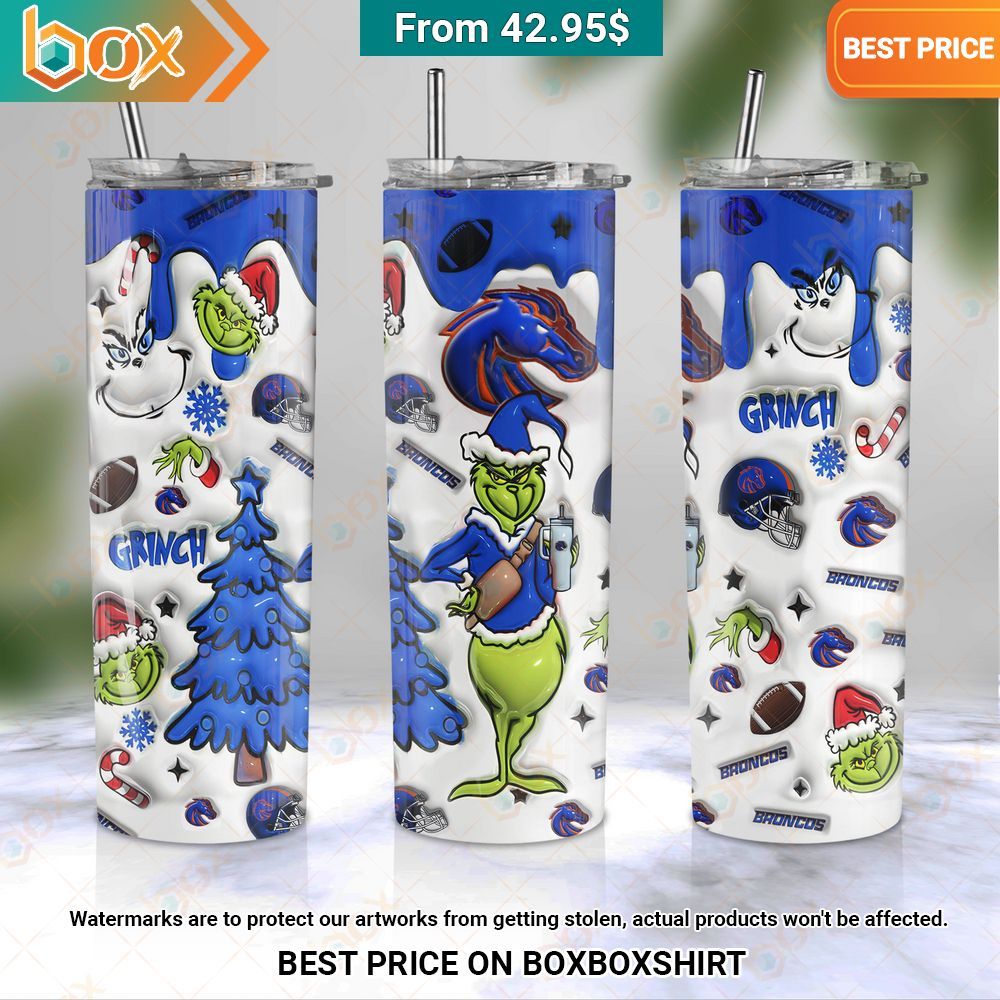 The Grinch Boise State Broncos Christmas Skinny Tumbler It is too funny