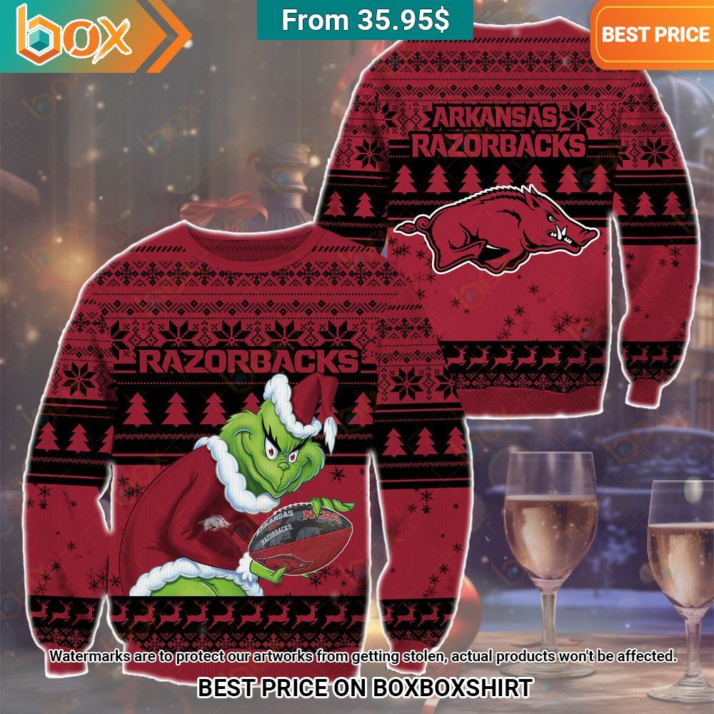 The Grinch Christmas Arkansas Razorbacks Sweater You look lazy