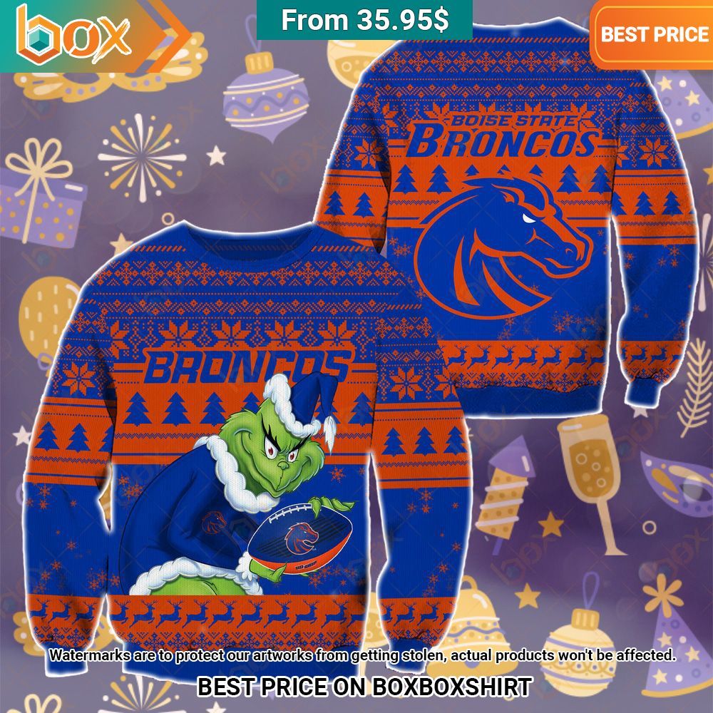 The Grinch Christmas Boise State Broncos Sweater Nice shot bro