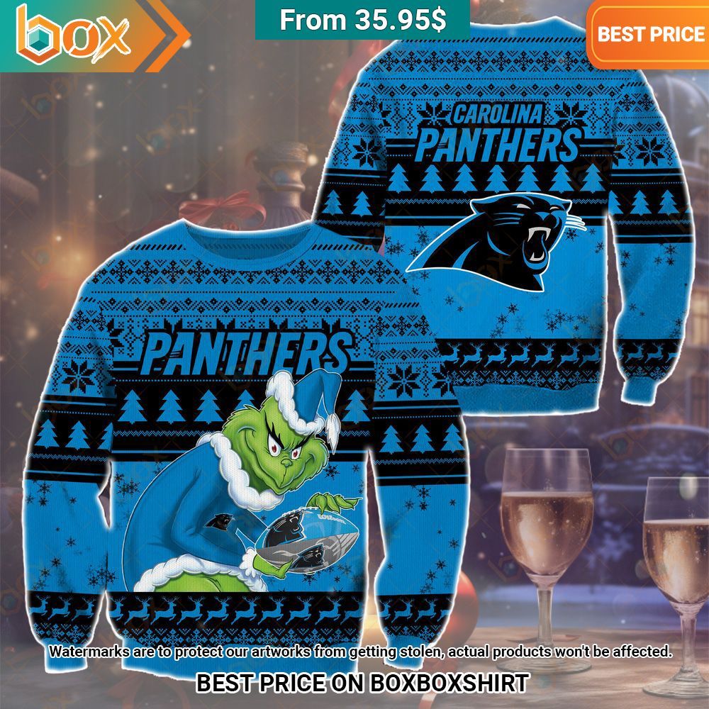 The Grinch Christmas Carolina Panthers Sweater Cutting dash