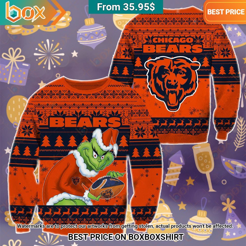 The Grinch Christmas Chicago Bears Sweater Elegant and sober Pic