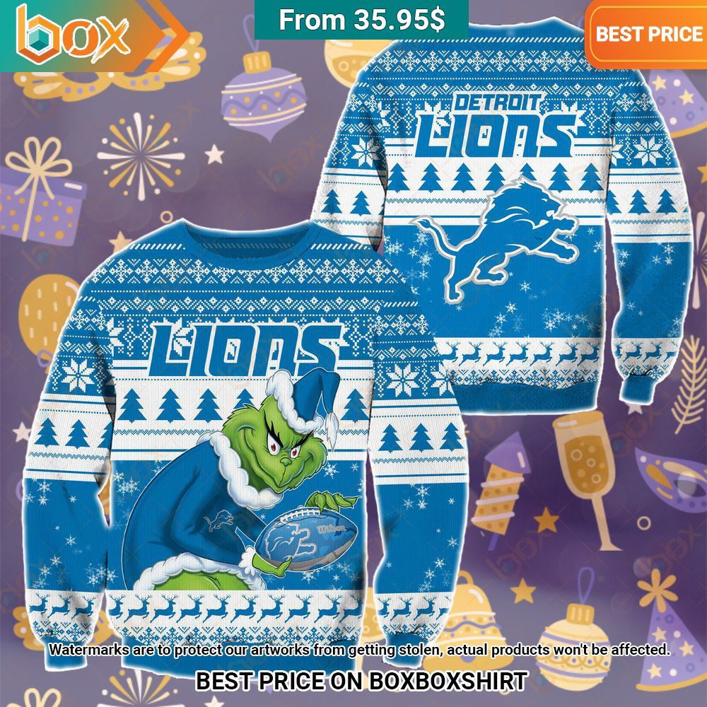 The Grinch Christmas Detroit Lions Sweater Awesome Pic guys