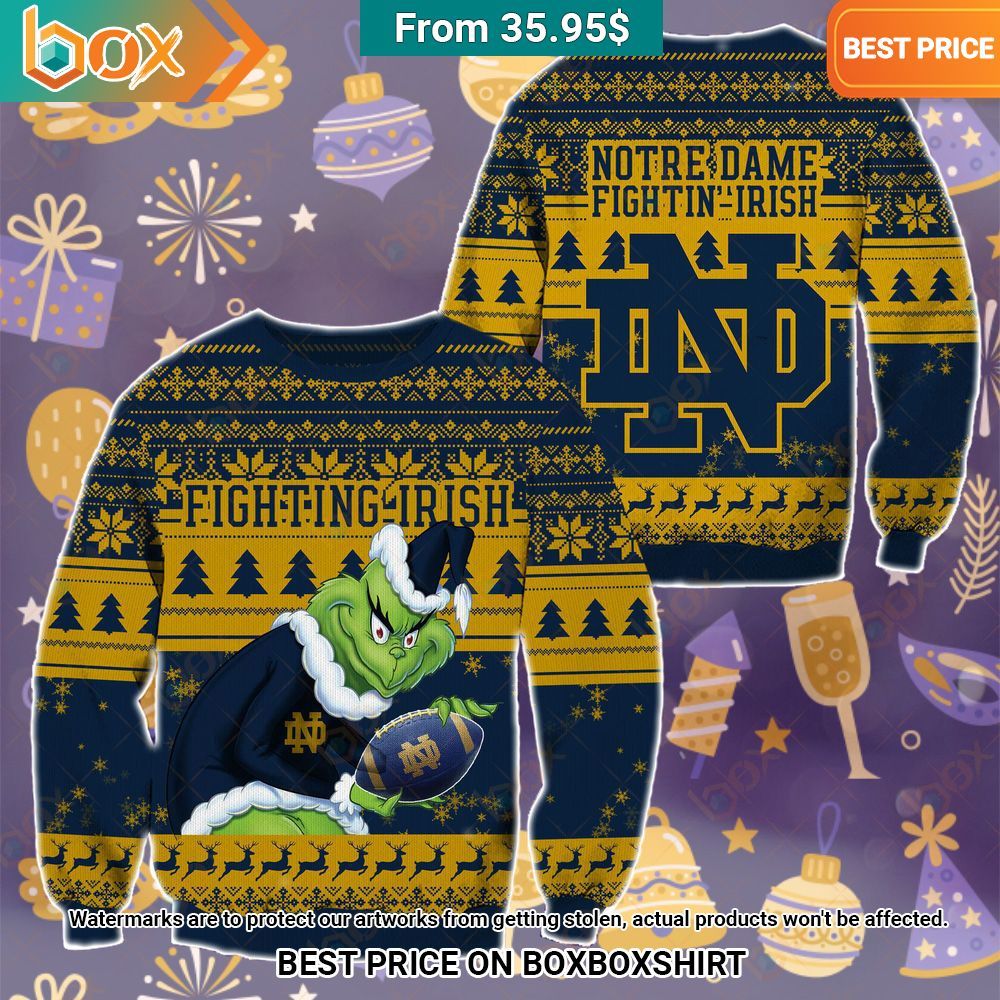 The Grinch Christmas Notre Dame Fighting Irish Sweater Nice elegant click