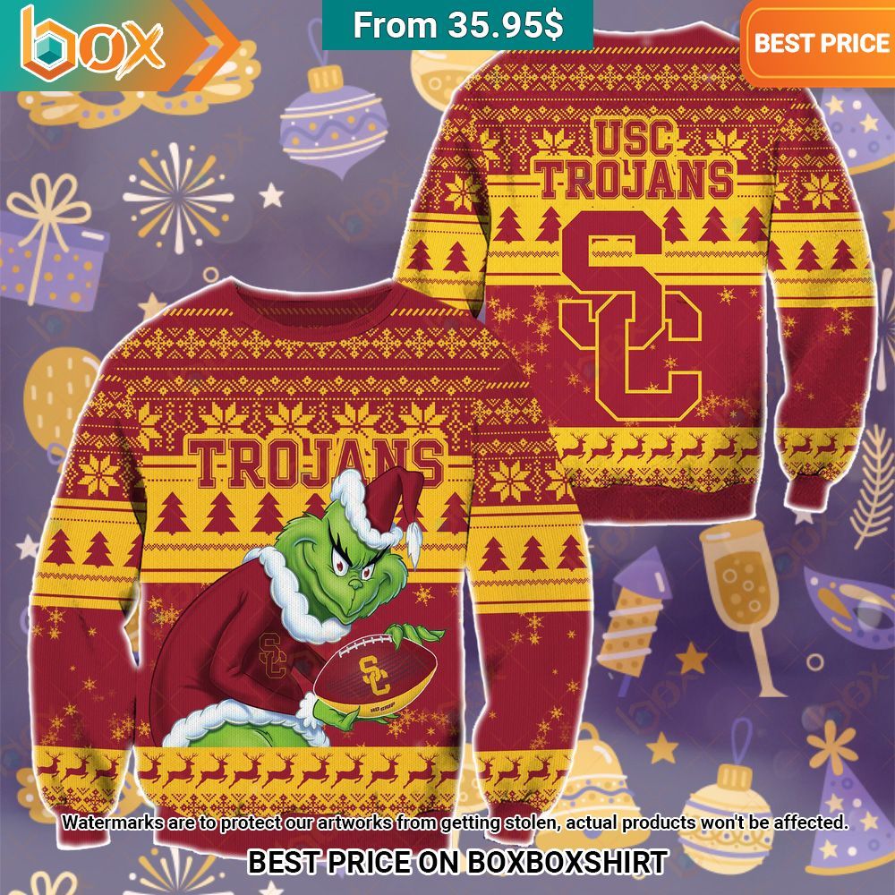 The Grinch Christmas USC Trojans Sweater Stand easy bro