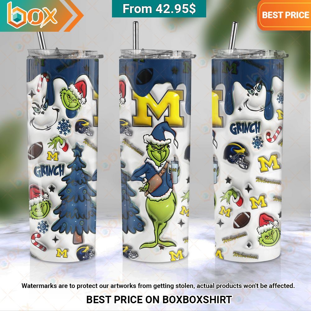 The Grinch Michigan Wolverines Christmas Skinny Tumbler Impressive picture.