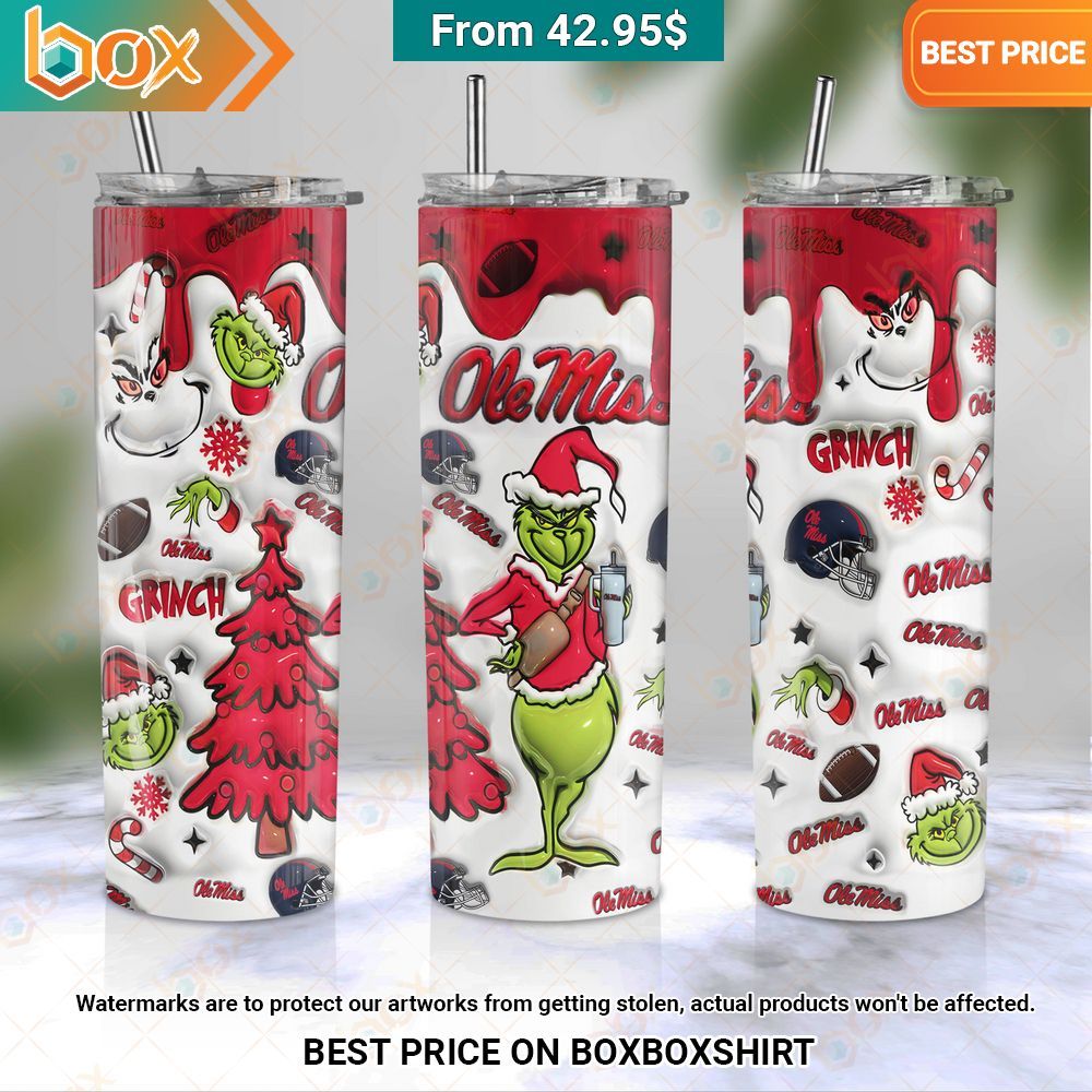 The Grinch Ole Miss Rebels Christmas Skinny Tumbler Rocking picture