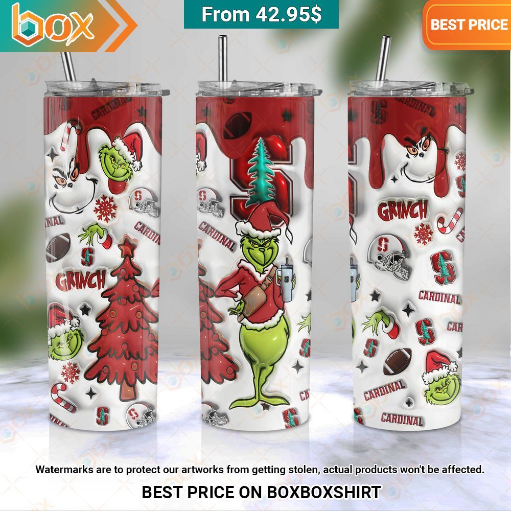 The Grinch Stanford Cardinal Christmas Skinny Tumbler Wow, cute pie