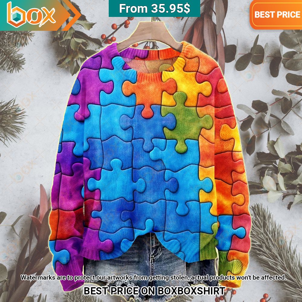 Autism Awareness Puzzle Sweater Bless this holy soul, looking so cute