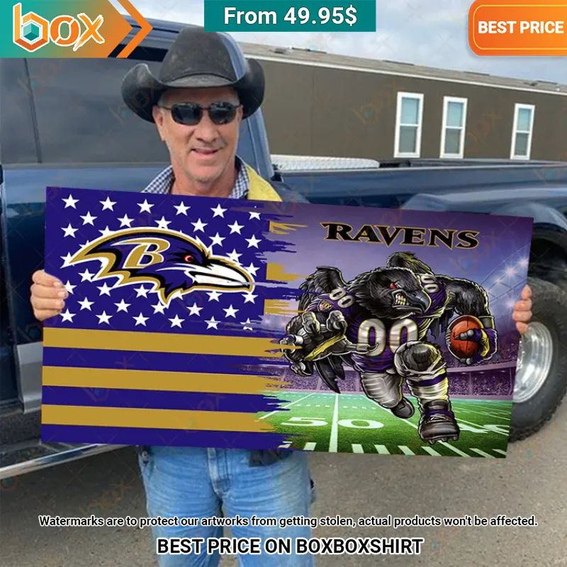 Baltimore Ravens Mascot Wood American US Flag Canvas Pic of the century