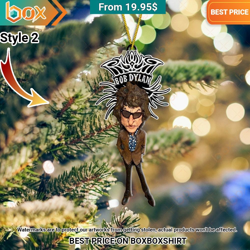 Bob Dylan Christmas Ornament Studious look